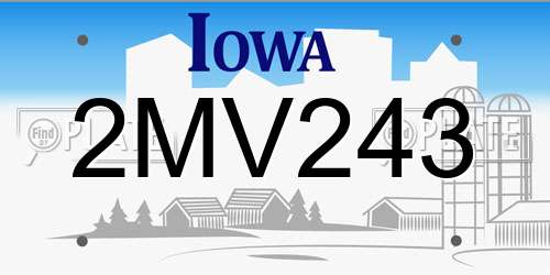 2MV243 Iowa License Plate