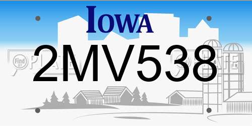 2MV538 Iowa License Plate