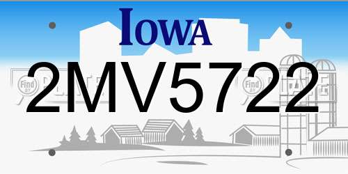 2MV5722 Iowa License Plate