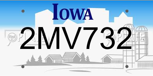 2MV732 Iowa License Plate