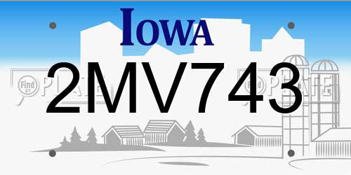 2MV743 Iowa License Plate