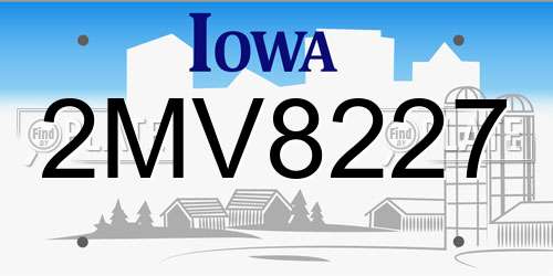2MV8227 Iowa License Plate