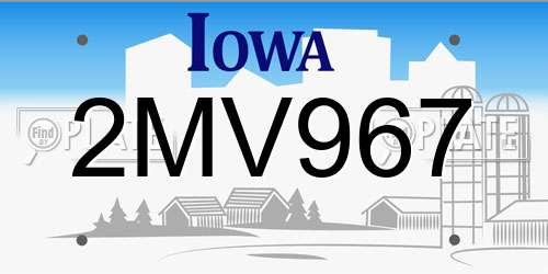 2MV967 Iowa License Plate