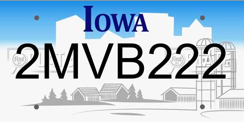 2MVB222 Iowa License Plate