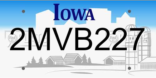 2MVB227 Iowa License Plate