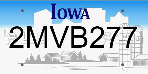 2MVB277 Iowa License Plate