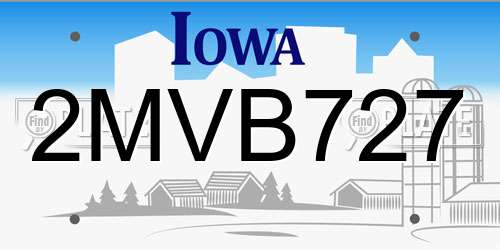2MVB727 Iowa License Plate