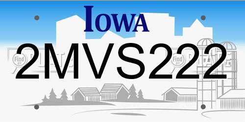 2MVS222 Iowa License Plate