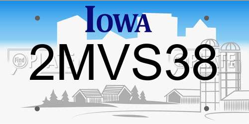 2MVS38 Iowa License Plate