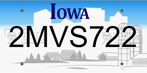2MVS722 Iowa License Plate