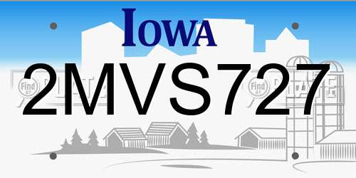 2MVS727 Iowa License Plate