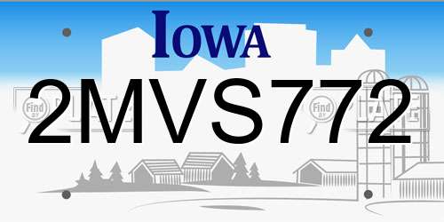 2MVS772 Iowa License Plate
