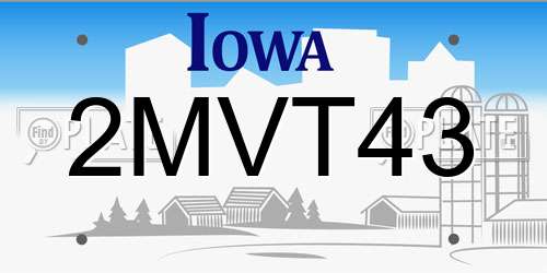 2MVT43 Iowa License Plate