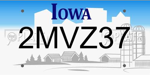 2MVZ37 Iowa License Plate