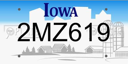 2MZ619 Iowa License Plate