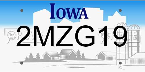2MZG19 Iowa License Plate