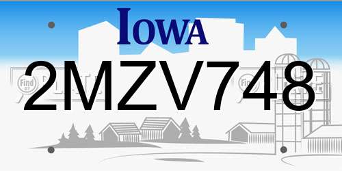 2MZV748 Iowa License Plate