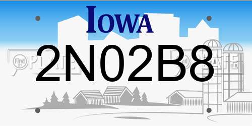 2N02B8 Iowa License Plate