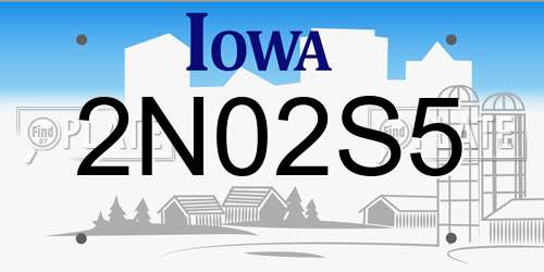 2N02S5 Iowa License Plate