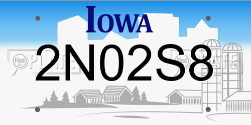2N02S8 Iowa License Plate