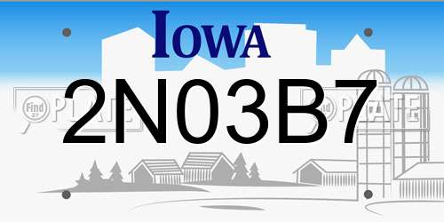 2N03B7 Iowa License Plate