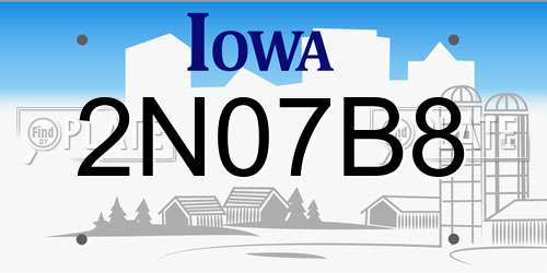 2N07B8 Iowa License Plate