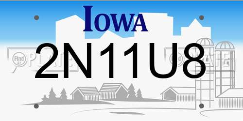 2N11U8 Iowa License Plate