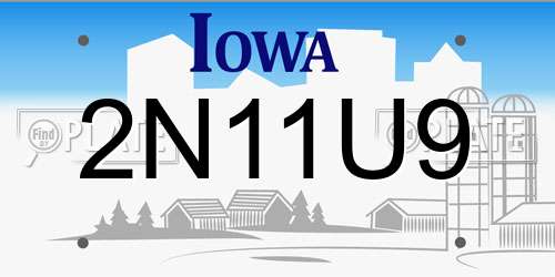 2N11U9 Iowa License Plate