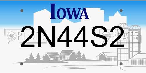 2N44S2 Iowa License Plate