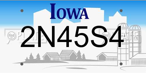 2N45S4 Iowa License Plate