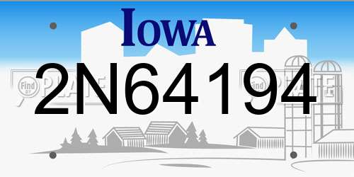 2N64194 Iowa License Plate