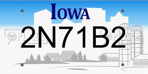 2N71B2 Iowa License Plate