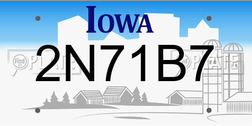 2N71B7 Iowa License Plate