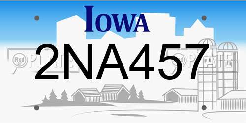2NA457 Iowa License Plate