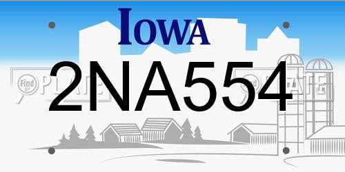 2NA554 Iowa License Plate