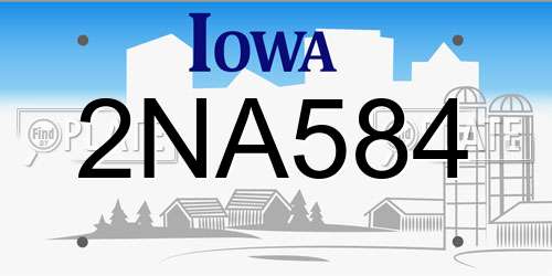 2NA584 Iowa License Plate