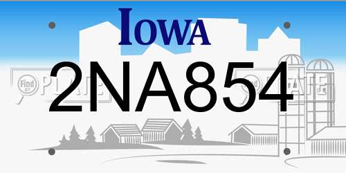 2NA854 Iowa License Plate