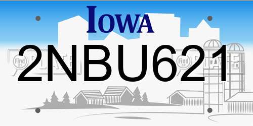 2NBU621 Iowa License Plate