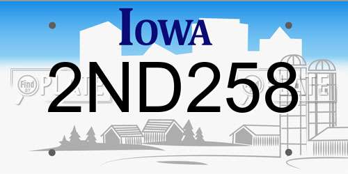 2ND258 Iowa License Plate