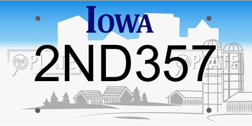 2ND357 Iowa License Plate