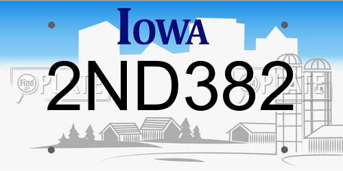 2ND382 Iowa License Plate