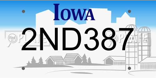 2ND387 Iowa License Plate