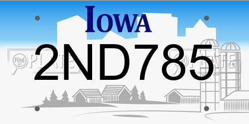 2ND785 Iowa License Plate