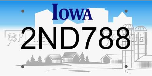2ND788 Iowa License Plate