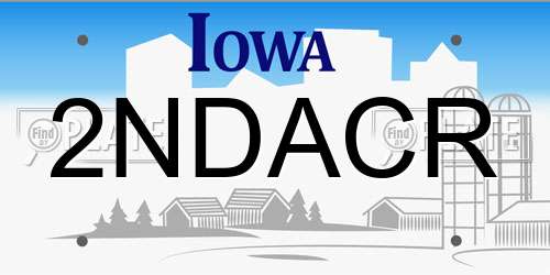 2NDACR Iowa License Plate
