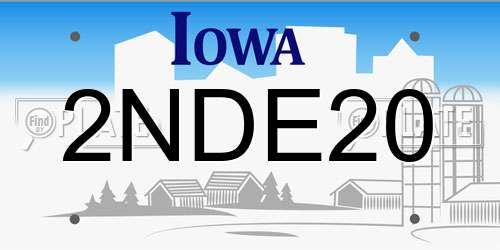2NDE20 Iowa License Plate