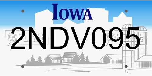 2NDV095 Iowa License Plate