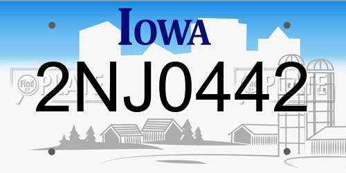 2NJ0442 Iowa License Plate