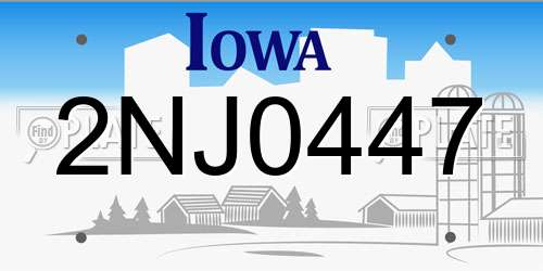 2NJ0447 Iowa License Plate