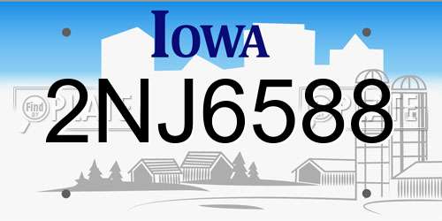 2NJ6588 Iowa License Plate
